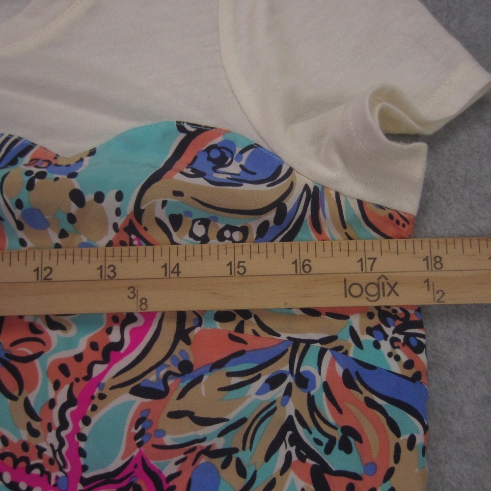 Lilly Pulitzer Blouse Womens XS Blue Paisley Floral Silk Blend Short Sleeve - Picture 10 of 14